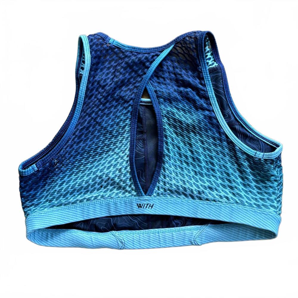 Peloton x WITH Gradient Mesh Racerback Sports Bra – Blue Ombre – Medium - Picture 2 of 4